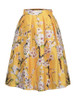 Casual Elastic Waist Floral Printed Flared Midi Skirt