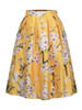 Casual Elastic Waist Floral Printed Flared Midi Skirt