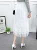 Casual Elastic Waist Plain Pleated Midi Skirt