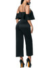 Casual Open Shoulder Flounce Plain Straight Jumpsuit