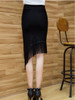 Casual Asymmetric Hem Fringe Plain Pencil Midi Skirt