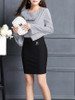 Casual Decorative Hardware Plain Pencil Midi Skirt