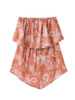 Casual Strapless Flounce Printed Romper