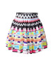 Casual Elastic Waist Geometric Zigzag Striped Flared Mini Skirt