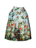 Casual Colorful Bird Printed Flared Midi Skirt