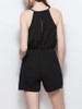 Casual Spaghetti Strap Hollow Out Plain Chiffon Romper