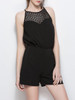 Casual Spaghetti Strap Hollow Out Plain Chiffon Romper