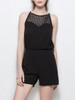Casual Spaghetti Strap Hollow Out Plain Chiffon Romper