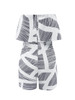 Casual Black White Strapless Flounce Printed Straight Romper