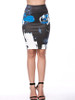 Casual Slit Abstract Print Pencil Midi Skirt