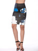 Casual Slit Abstract Print Pencil Midi Skirt
