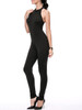 Hot X-Back Band Collar Solid Slim-Leg Jumpsuit