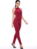 Hot X-Back Band Collar Solid Slim-Leg Jumpsuit