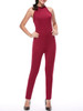 Hot X-Back Band Collar Solid Slim-Leg Jumpsuit