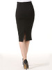 Casual Slit Plain Pencil Midi Skirt In Black
