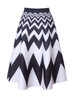 Casual Zigzag Striped Flared Maxi Skirt