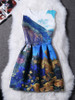 Casual Round Neck Painting Printed Skater Dress