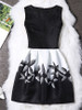 Casual Round Neck Color Block Printed Skater Dress Casual Round Neck Color Block Printed Skater Dress