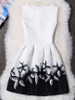 Casual Round Neck Color Block Printed Skater Dress Casual Round Neck Color Block Printed Skater Dress