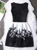 Casual Round Neck Color Block Printed Skater Dress Casual Round Neck Color Block Printed Skater Dress