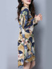 Casual Round Neck Slit Pocket Printed High-Low Shift Dress