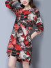 Casual Round Neck Slit Pocket Printed High-Low Shift Dress