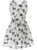 Casual Round Neck Allover Swan Printed Skater Dress