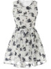 Casual Round Neck Allover Swan Printed Skater Dress
