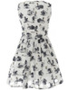 Casual Round Neck Allover Swan Printed Skater Dress