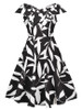 Casual V-Neck Allover Leaf Printed Skater Dress
