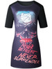 Casual Distinctive Round Neck Skull Letter Printed Shift Dress