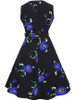 Casual Round Neck Belt Vintage Floral Printed Skater Dress