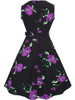 Casual Round Neck Belt Vintage Floral Printed Skater Dress