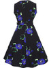 Casual Round Neck Belt Vintage Floral Printed Skater Dress