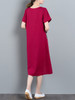 Casual Asymmetric Hem Color Block Embroidery Shift Dress