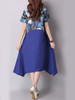 Casual Asymmetric Hem Round Neck Printed Skater Dress