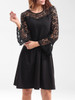 Casual Hollow Out Bell Sleeve Patchwork Plain Skater Dress