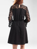 Casual Hollow Out Bell Sleeve Patchwork Plain Skater Dress