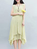 Casual Round Neck Asymmetric Hem Double Layer Plain Shift Dress