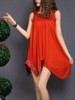 Casual Asymmetric Hem Embroidery Plain Shift Dress