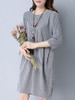 Casual Asymmetric Stripe Round Neck Pocket Shift Dress