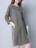 Casual Asymmetric Stripe Round Neck Pocket Shift Dress