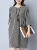 Casual Asymmetric Stripe Round Neck Pocket Shift Dress