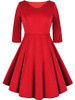 Casual V-Neck Solid Classic Skater Dress