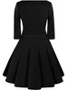 Casual V-Neck Solid Classic Skater Dress