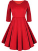 Casual V-Neck Solid Classic Skater Dress
