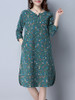 Casual Round Neck Loose Pocket Tiny Flower Printed Shift Dress Casual Round Neck Loose Pocket Tiny Flower Printed Shift Dress