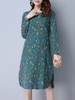 Casual Round Neck Loose Pocket Tiny Flower Printed Shift Dress Casual Round Neck Loose Pocket Tiny Flower Printed Shift Dress