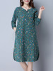 Casual Round Neck Loose Pocket Tiny Flower Printed Shift Dress Casual Round Neck Loose Pocket Tiny Flower Printed Shift Dress