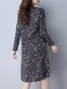 Casual Round Neck Loose Pocket Tiny Flower Printed Shift Dress Casual Round Neck Loose Pocket Tiny Flower Printed Shift Dress